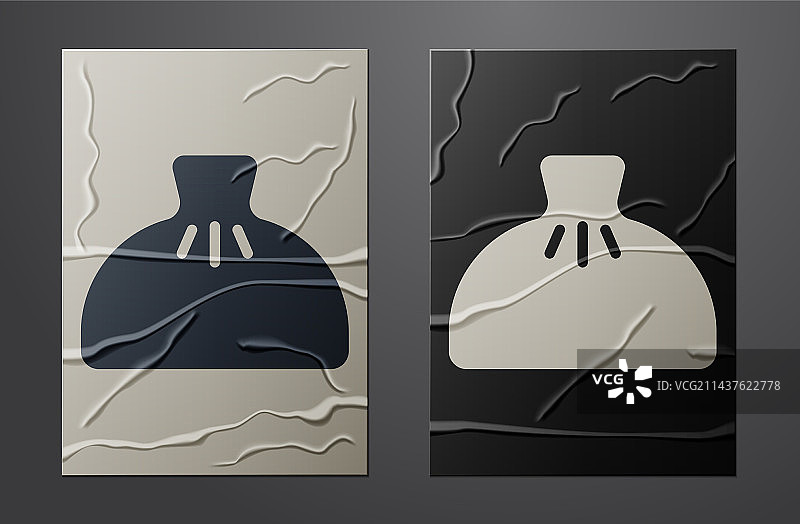 皱纸上孤立的白色饺子图标图片素材