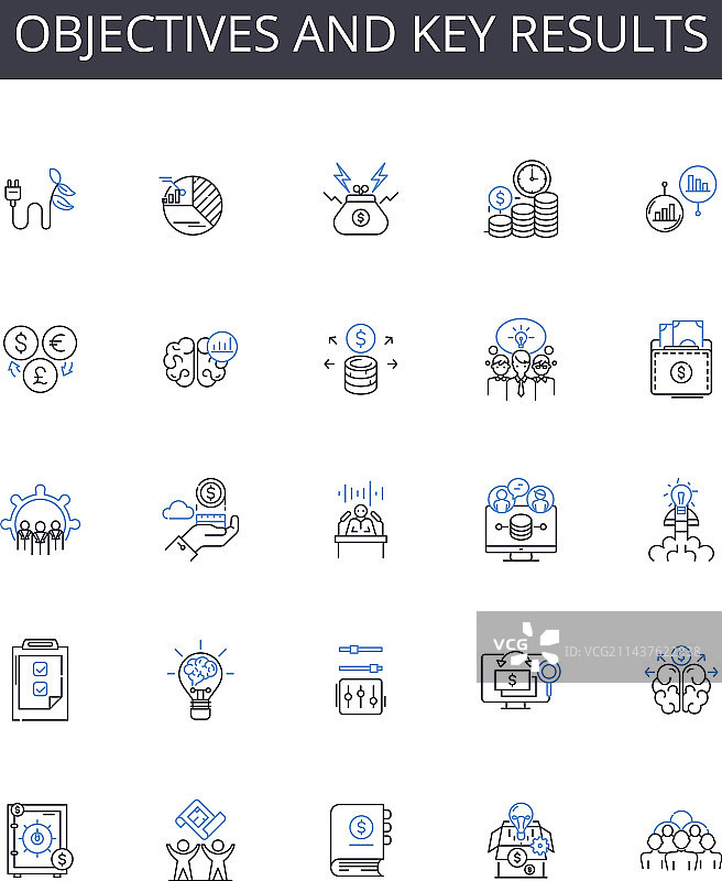 目标与关键成果线性图标合集图片素材