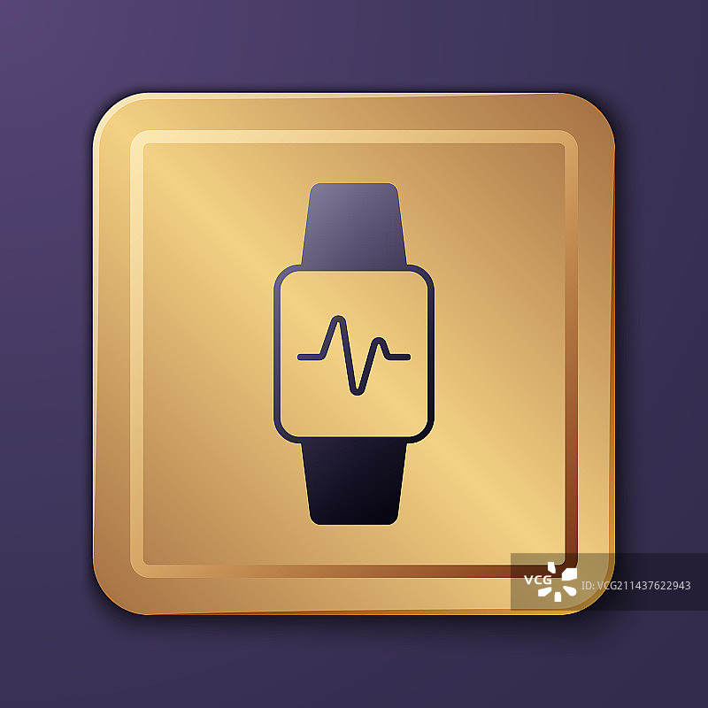 紫色智能手表显示心率图标图片素材