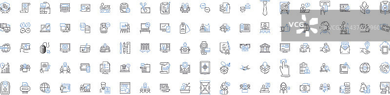 合作企业线性图标合集图片素材