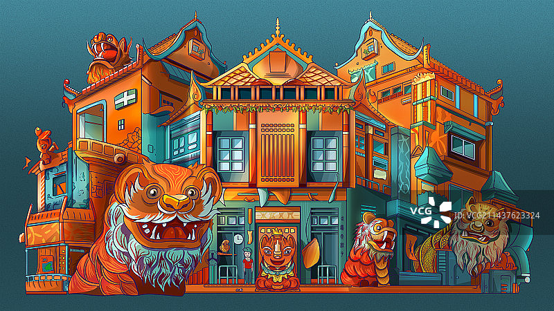 国潮场景图片素材