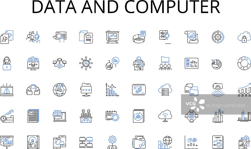 数据和计算机线性图标集合图片素材
