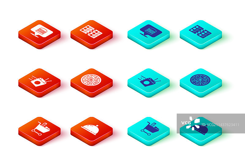 购物手推车和带托盘的食物图片素材