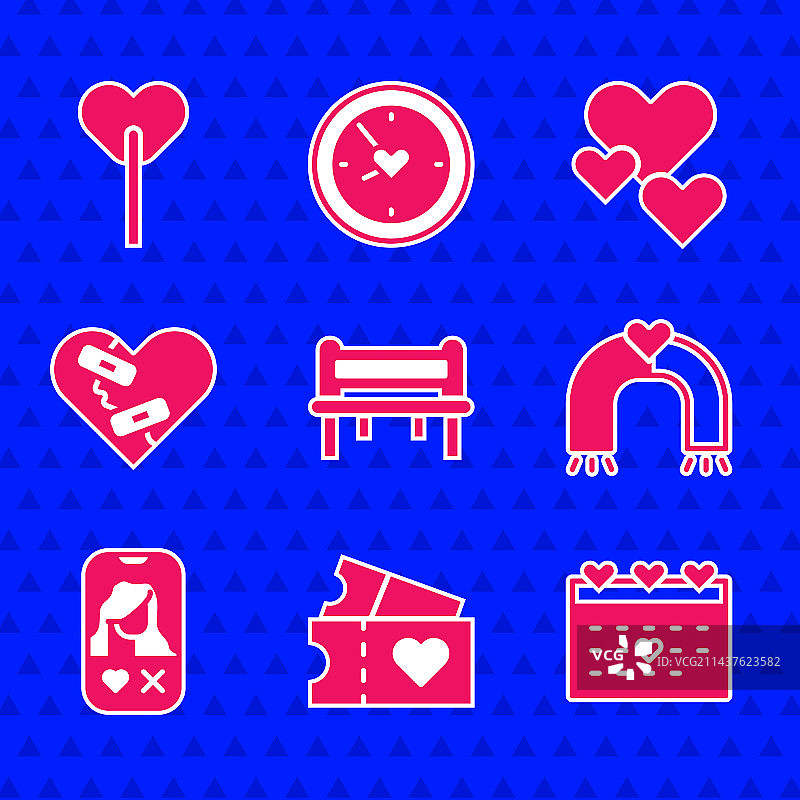 浪漫长椅、情侣票和日历组合图片素材