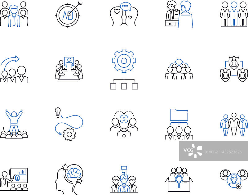 队列线性图标合集：团队图片素材