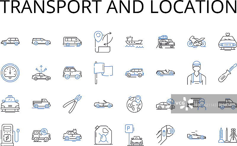 交通运输和定位线性图标合集图片素材