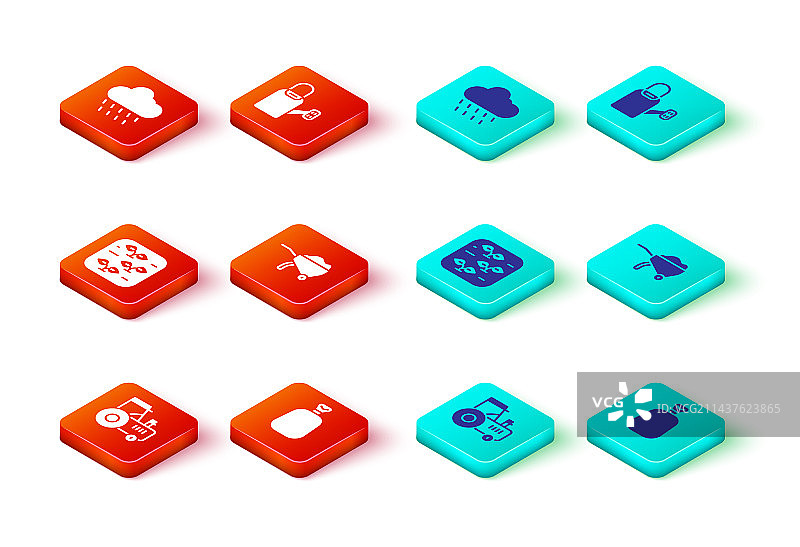 拖拉机、满袋、植物、手推车等图片素材