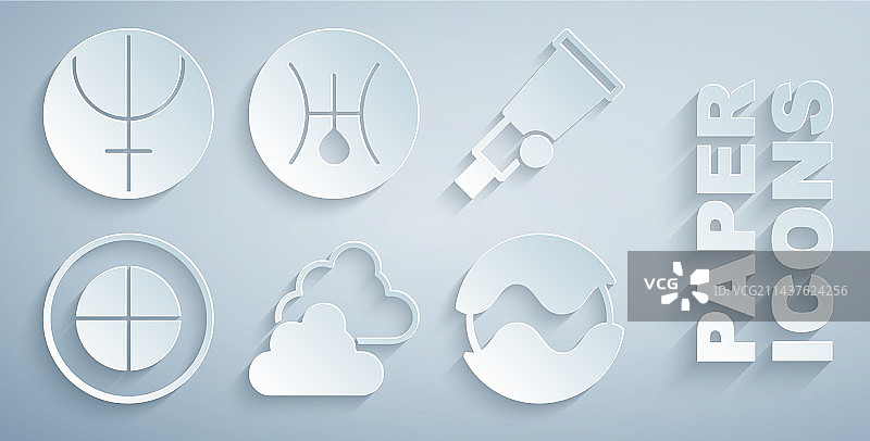 包含多云天气、望远镜、地球和行星的合集图片素材