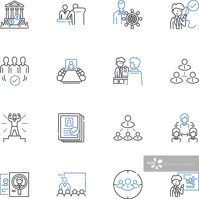 工作职能线性图标集：管理图片素材