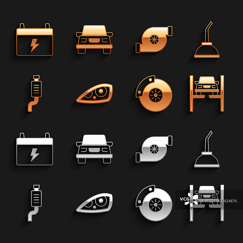 汽车前大灯与发动机机油桶图片素材