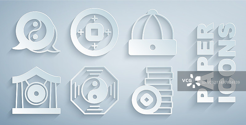 阴阳符号中国风帽子锣乐器图片素材