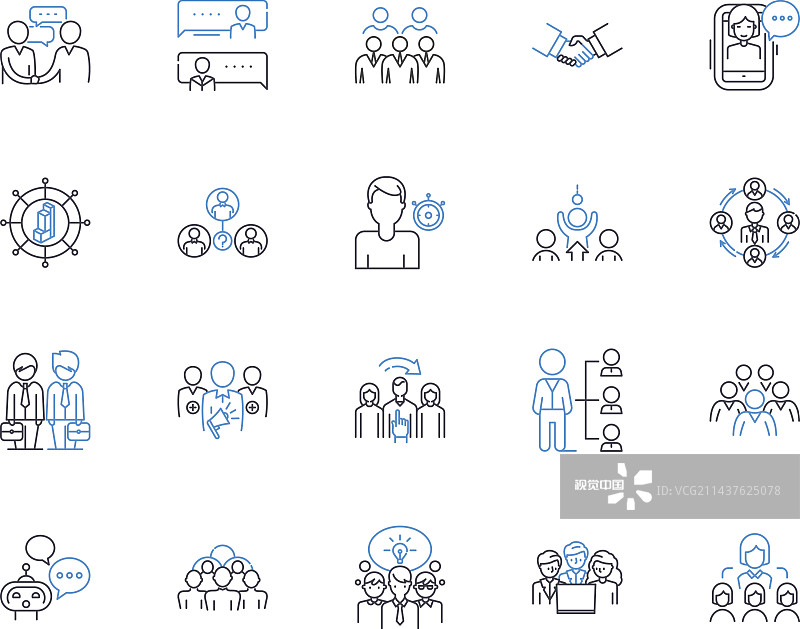 协作行动线性图标合集图片素材