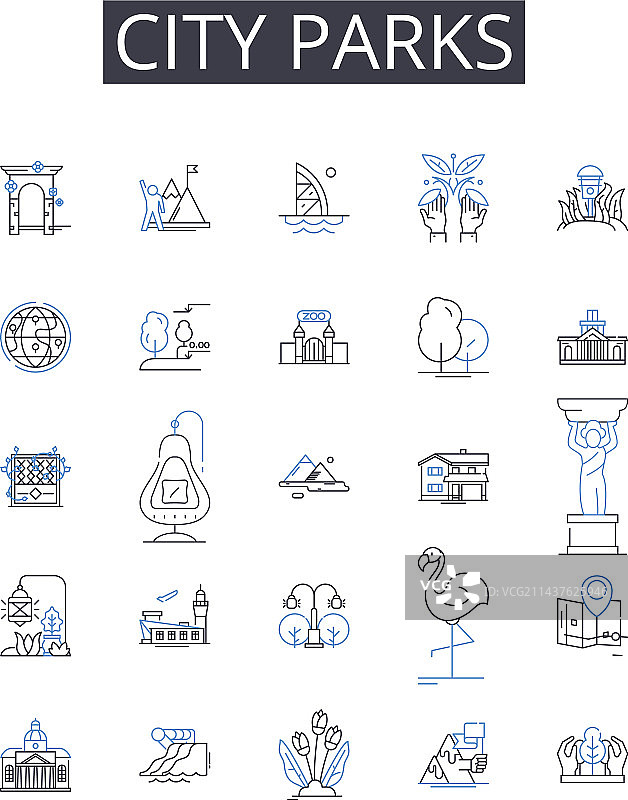城市公园线性图标合集：城市花园图片素材
