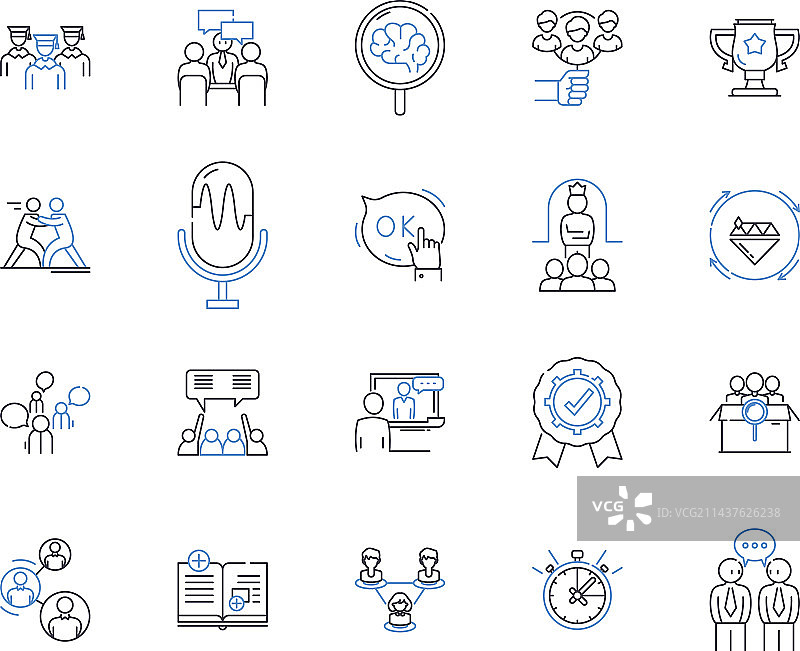 领导力指导线条图标合集图片素材