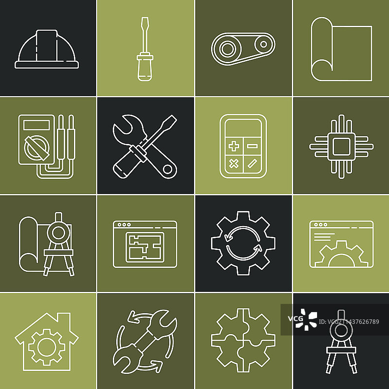 绘图罗盘、浏览器设置等线条素材图片素材