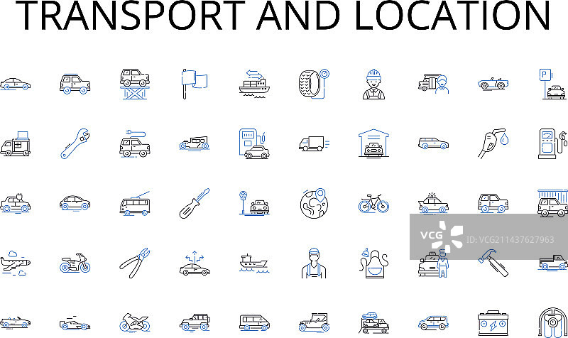 交通运输和定位线性图标合集图片素材