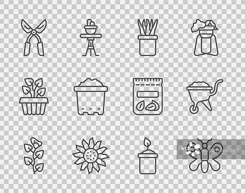 盆栽常春藤枝蝴蝶植物线条图片素材