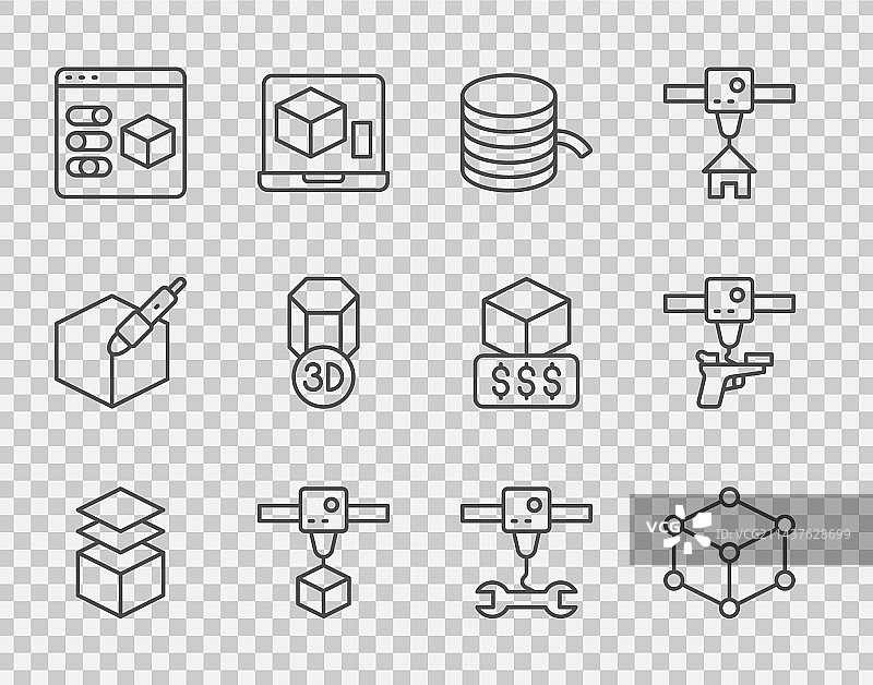 2.5D等距立方体线条组合图片素材