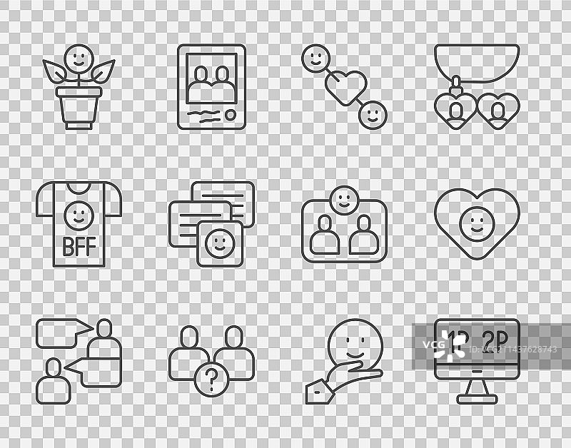 两个男人坐着交谈电脑显示器线稿图片素材