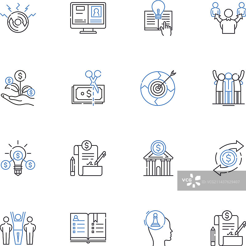 启动资金线性图标集合图片素材