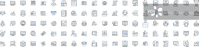 公司总部线性图标合集图片素材