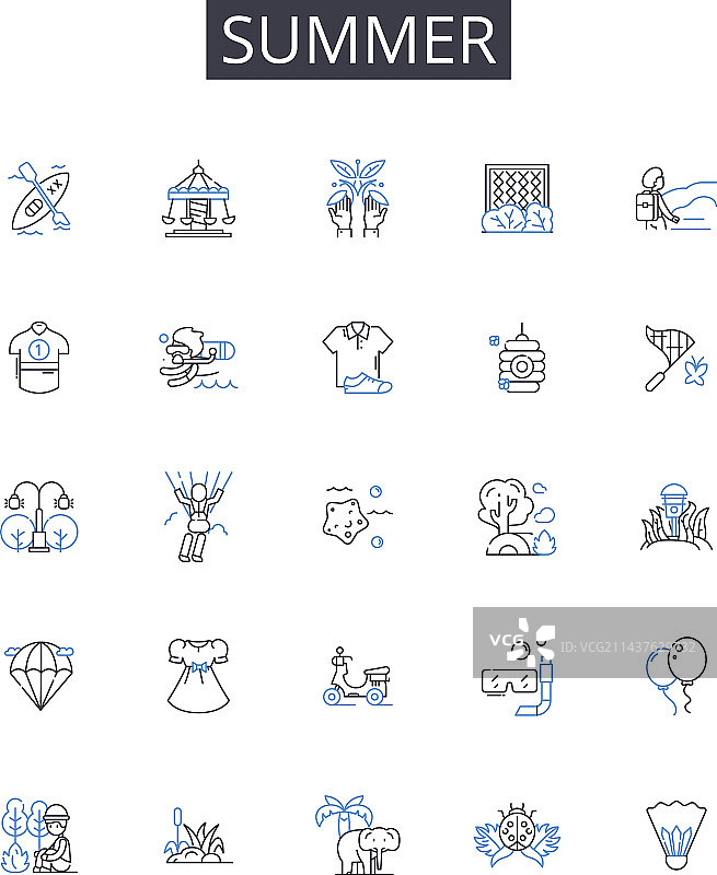 夏季线条图标系列：热浪阳光图片素材