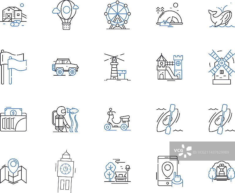 国际朝圣线性图标合集图片素材