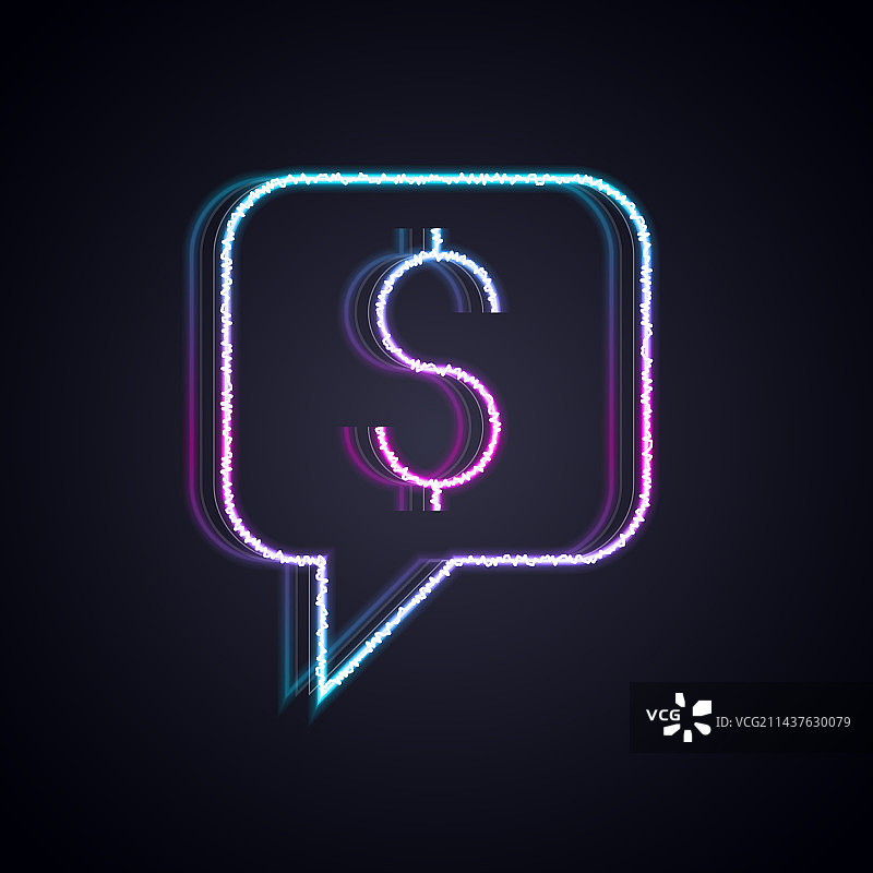 霓虹灯线条付费支持图标图片素材