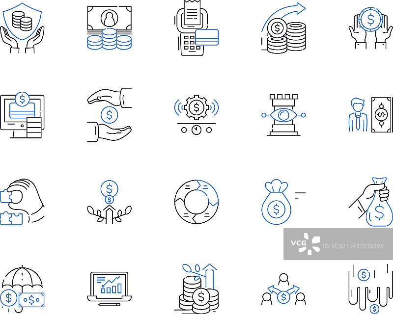 支出管理细线图标合集图片素材