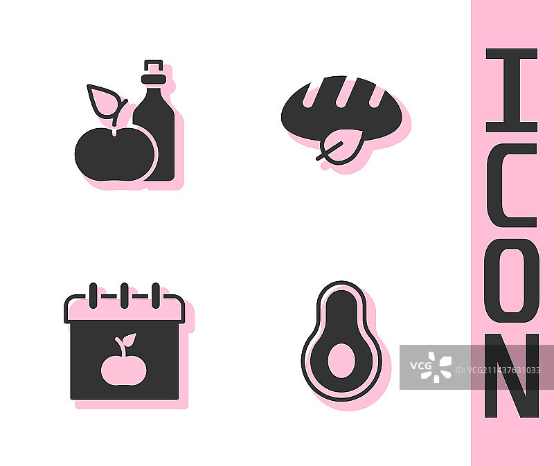 牛油果苹果醋瓶装合集图片素材