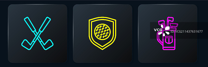 交叉高尔夫球杆高尔夫球包线条图片素材