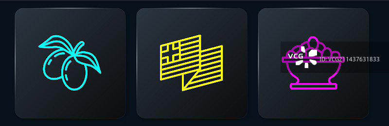 碗中的橄榄枝与希腊图片素材