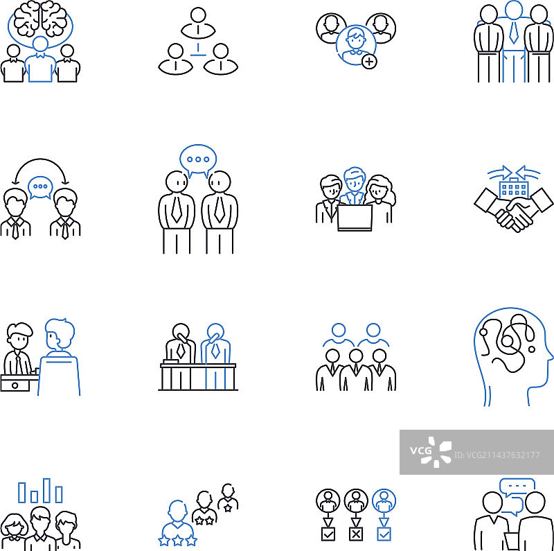 监狱改革线性图标合集图片素材