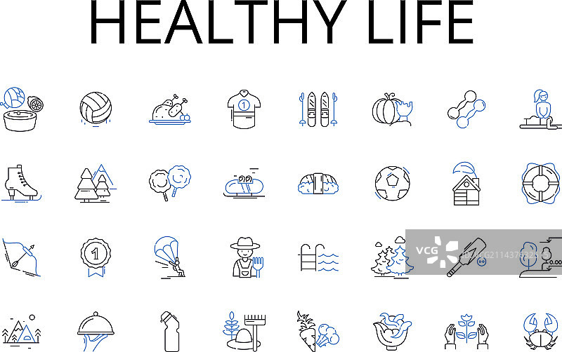 健康生活线条图标合集图片素材