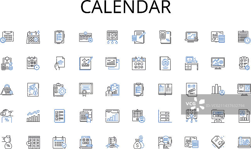 会议日历线性图标合集图片素材
