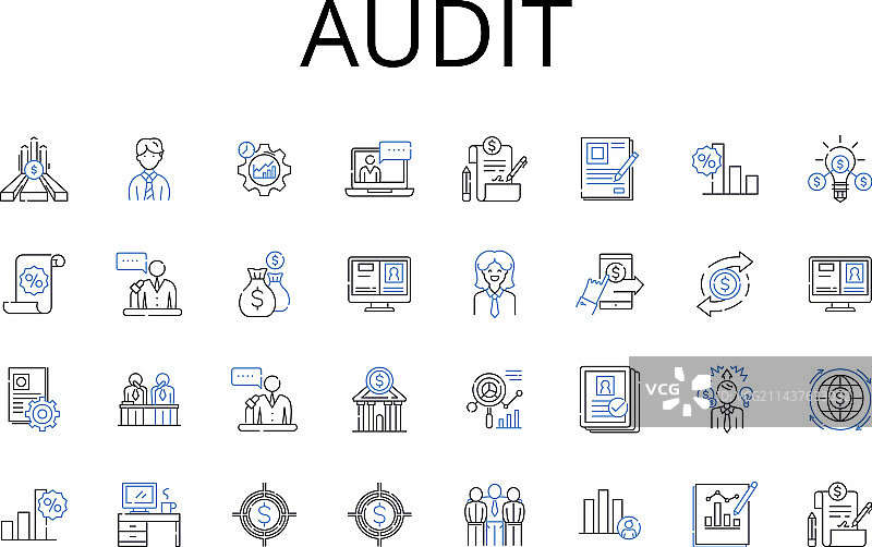 审计线性图标集合检查验证图片素材