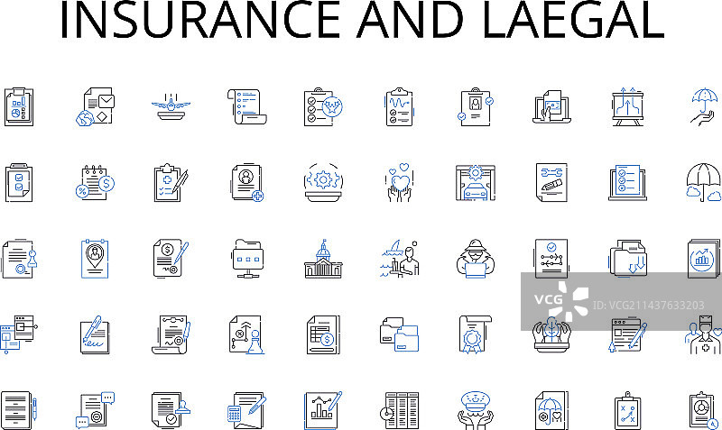 保险与法律线性图标合集图片素材