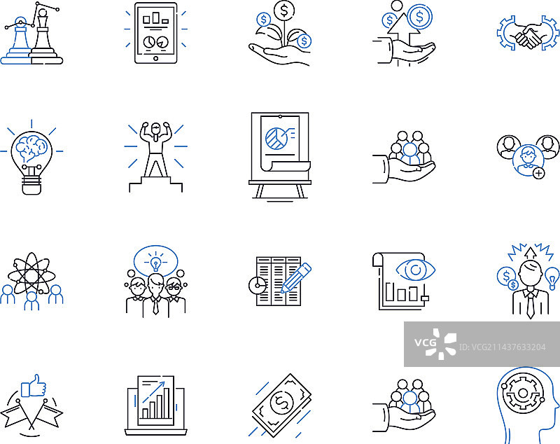 目标达成线性图标集合图片素材