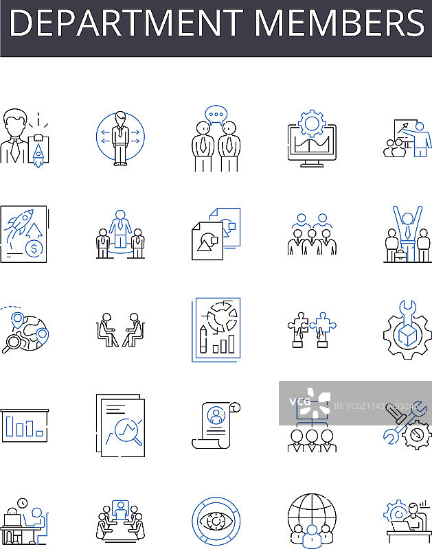 部门成员线性图标在线集合图片素材
