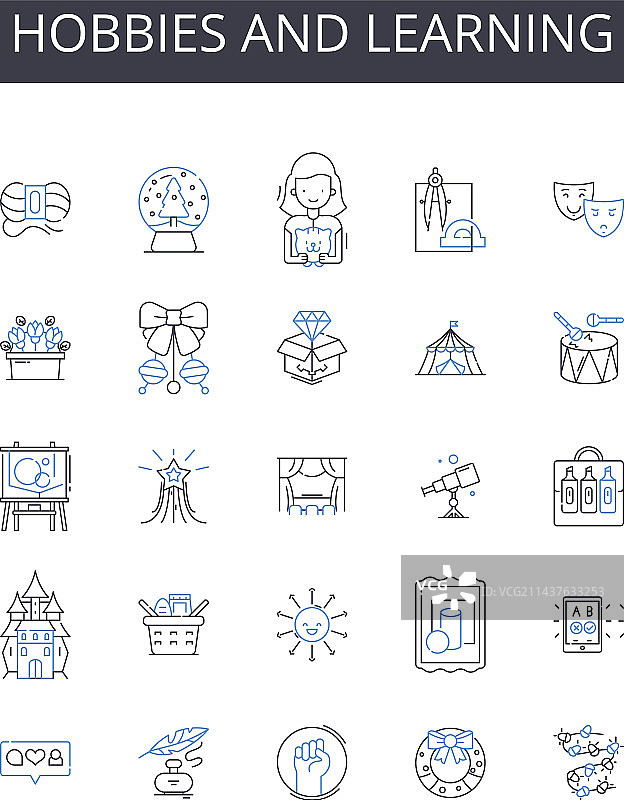 爱好与学习线性图标合集图片素材