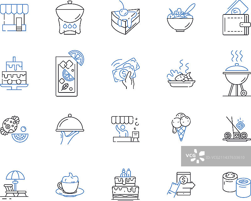 餐饮服务管理线条图标合集图片素材