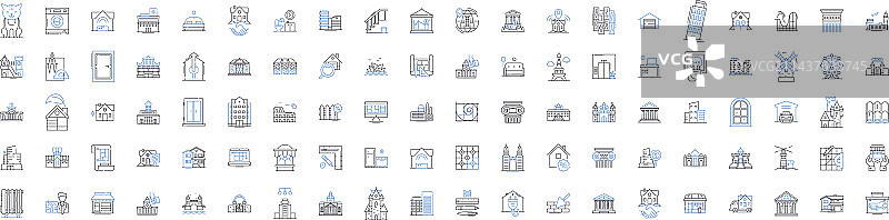 住宿设施线性图标集图片素材