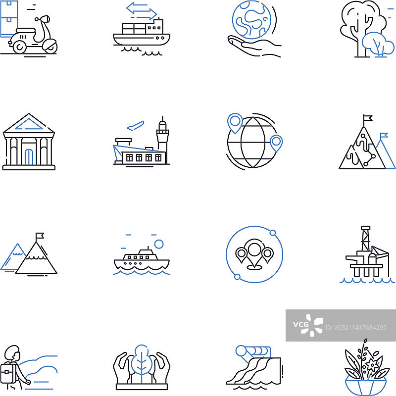 冬季降雪雪景线性图标合集图片素材