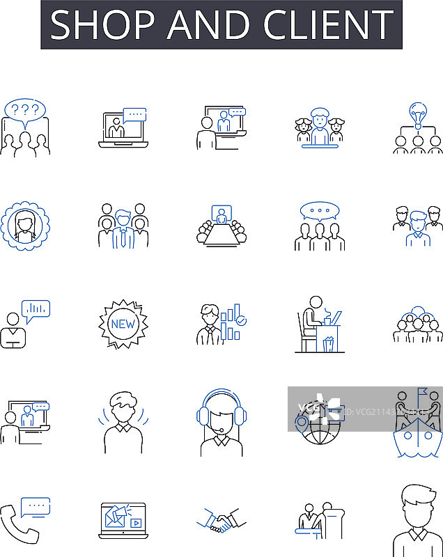 商店和客户线性图标合集图片素材