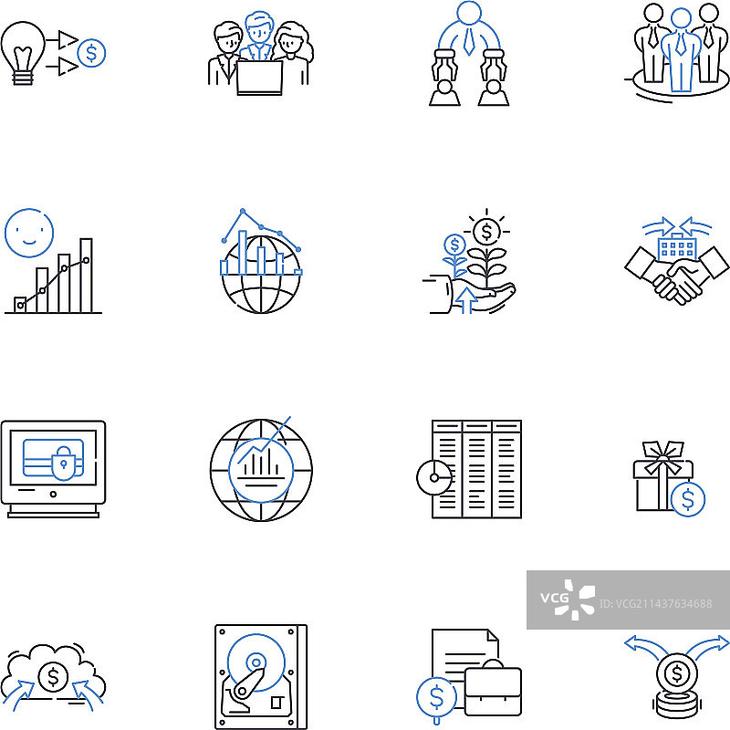 竞争分析线性图标合集图片素材