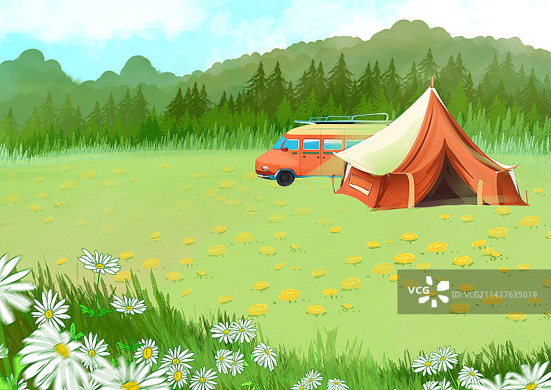 野外露营的汽车图片素材