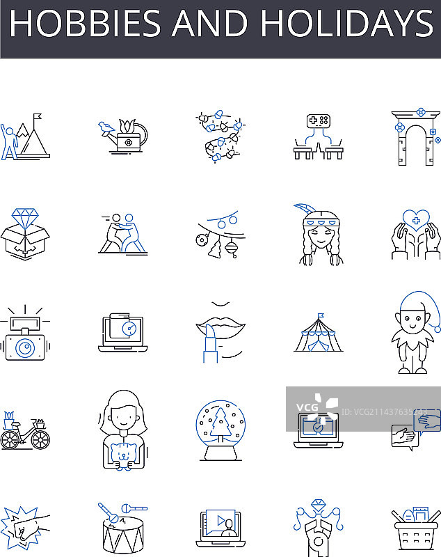 爱好与假日线性图标合集图片素材