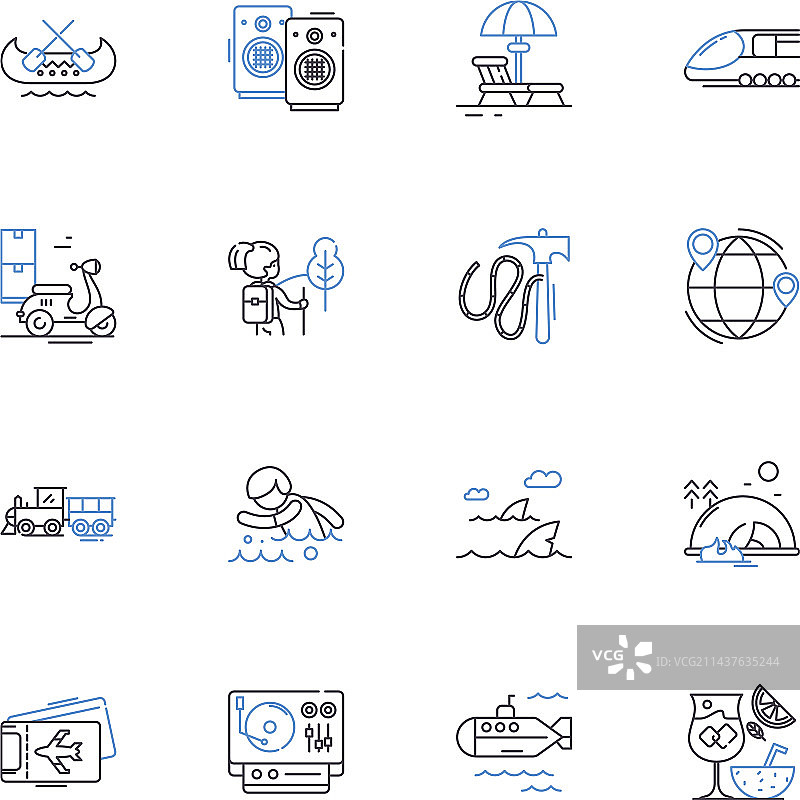 旅程线条图标合集图片素材