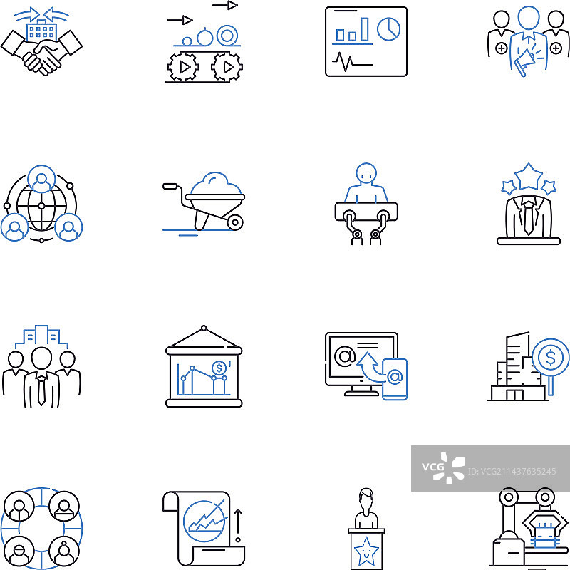 市场分析线性图标合集图片素材
