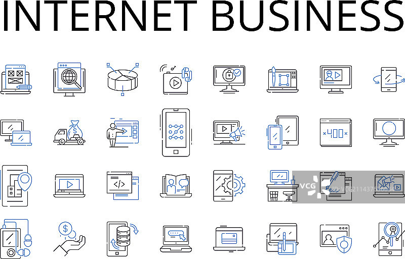 互联网商业线性图标合集图片素材